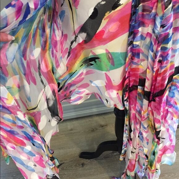 NWT La Femme 100% Silk Scarf Multi Coloured Layered Prom Dress Womens Sz 2/4 - Picture 11 of 16